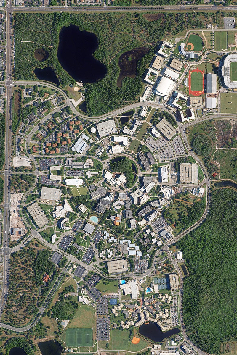 Satellite image of UCF's main campus