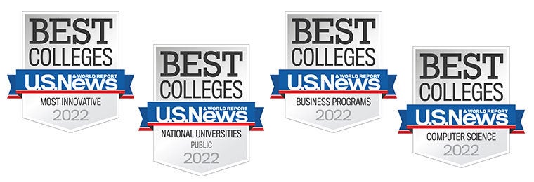 U.S. News and World Report award badges for best colleges and universities in 2022