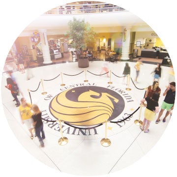 pegasus logo in ucf student union