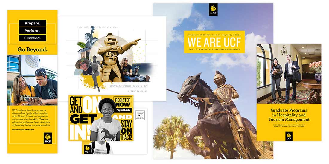 collage of ucf print materials