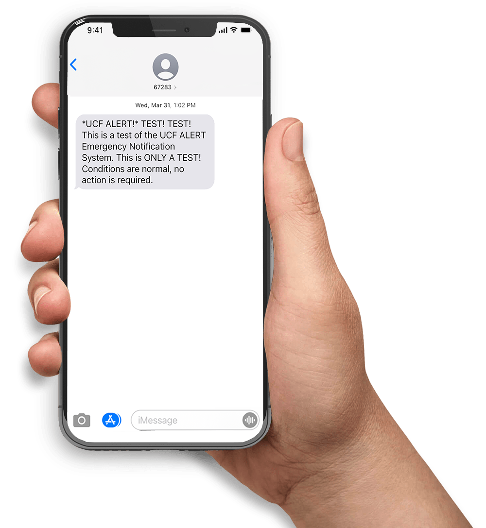 example of UCF Alert text message
