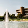  The reflecting pond in front of the John C. Hitt Library