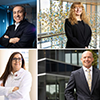 Hassan Foroosh (upper left); Carmen Giurgescu (upper right); Annette Khaled (bottom left); and Matthew Marino (bottom right) are the recipients of the 2026 Pegasus Professor Award. (Photos by Antoine Hart)