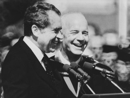 U.S. President Richard Nixon (l) alongside UCF President Charles Millican (r)