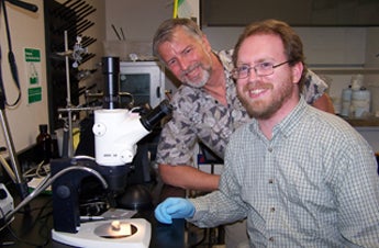 UCF Associate Professor Dan Britt and graduate student Robert Macke are studying moon rocks to help NASA plan for the next generation of lunar probes.