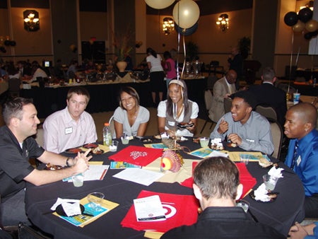 Alumni talked to students about his experiences in college and the workforce.