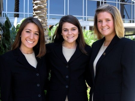 UCF College of Nursing students Laura Farina, Kearstin Kelley, and Andrea Long serve on the President's Leadership Council.