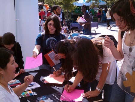 Healthy Knights Expo had many information tables on the Student Union Patio.