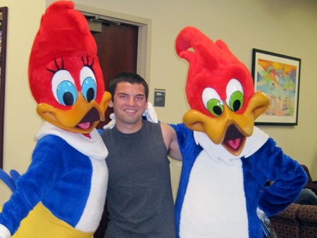 On March 23, Winnie and Woody Woodpecker greeted Rosen students.