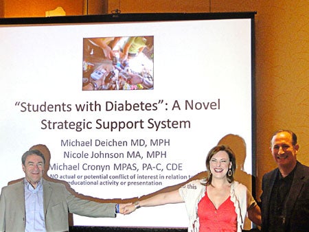 L-R: Michael Cronyn, Nichole Johnson and Dr. Michael Deichen discussed the success of the start-up group “Type 1” which helps students manage their diabetes.