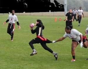 UCF’s Vanessa Ziccardi narrowly avoids a tackle at the ACIS tournament. 