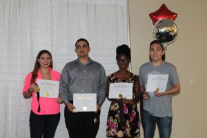Outstanding Achievement Award and Congressional Award recipients  (L-R: Caitlin Wurster, Reniel Viel Herrera, Chemika St. Juste and Bryan Perez) 