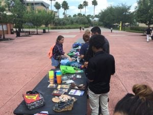 Tables were set up with various items for the swap shop.