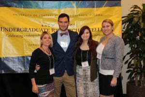 UCF Daytona Beach nursing students at SURE. From L to R: Jennifer Cline, Brian Skibo, Hannah Martinez and Brianna Terry.