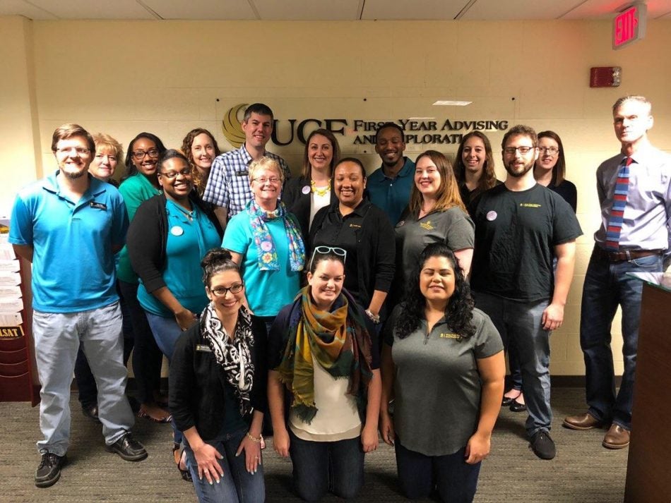 group of ucf staff From First Year Advising and Exploration. standing and kneeling 