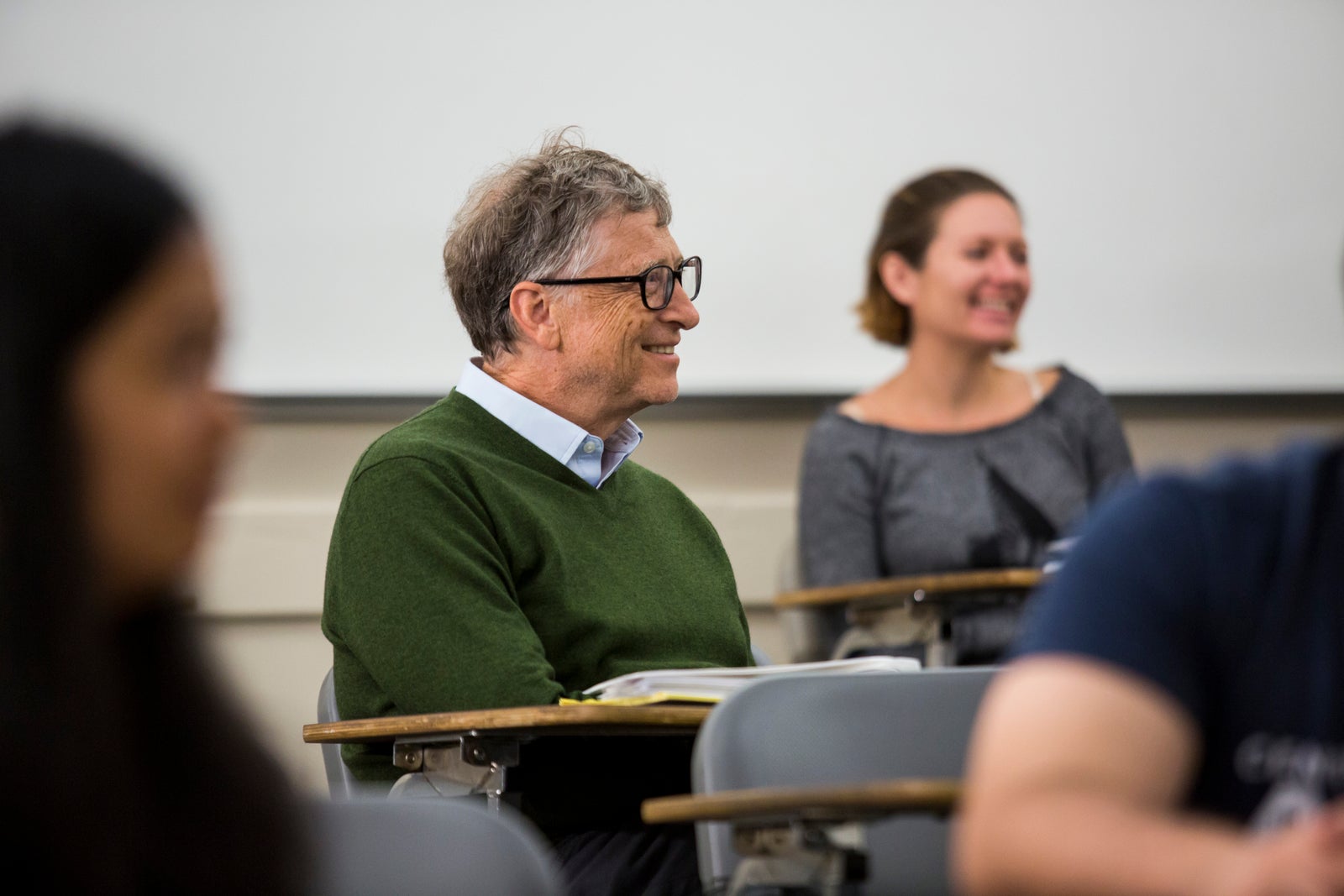 Bill Gates at student desk