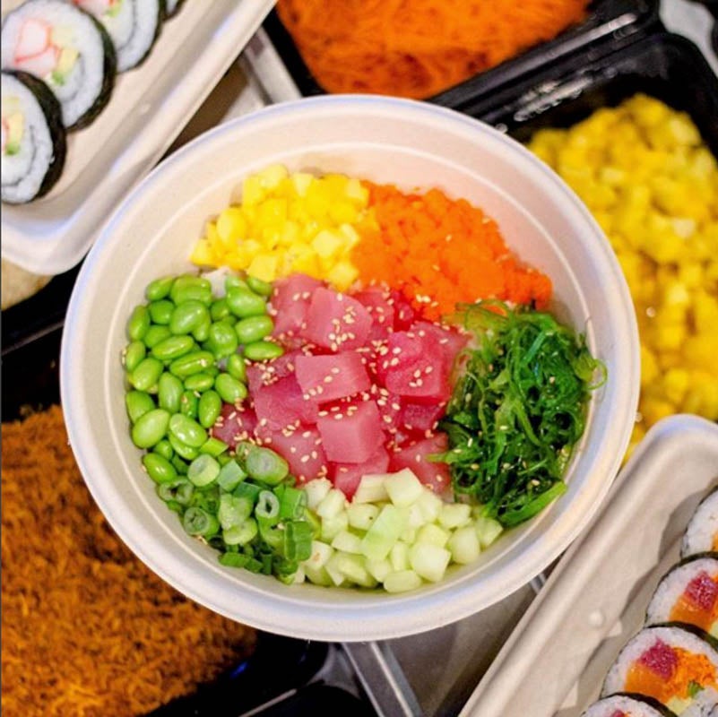 colorful and yummy sushi bowl 
