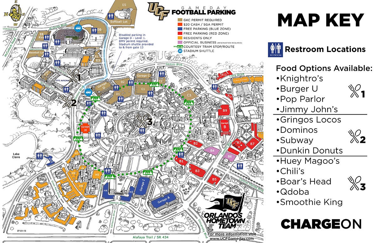 map of game day parking garages and lots