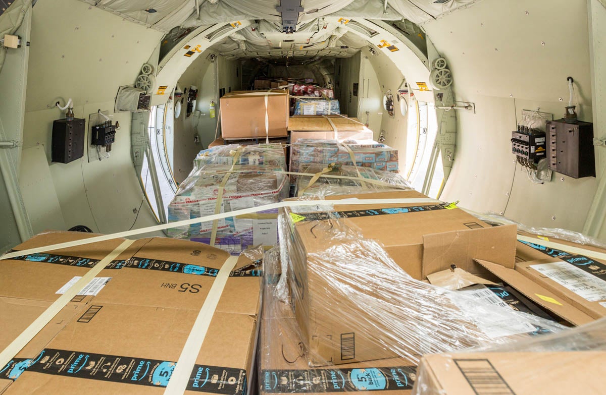 The aircraft Hawks helped organize to deliver supplies could only carry around 40,000 pounds at a time, so the Lockheed team had to make two trips to complete their mission. (Photo courtesy of Lockheed Martin)