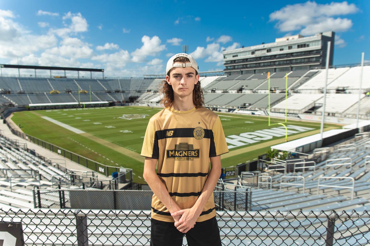 First-year civil engineering major Anthony Allan went viral after showing off his intense stare at the recent UCF home football games. (Photo by Austin Warren)