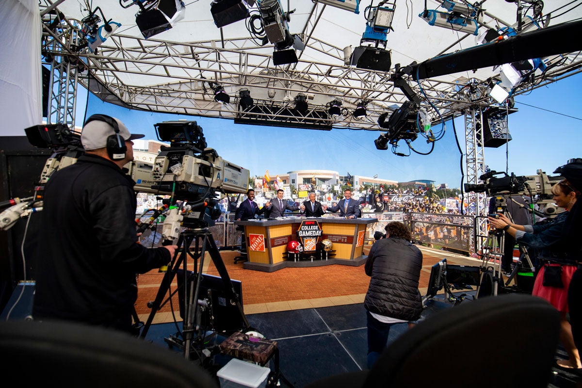 back-stage shot of College GameDay set 