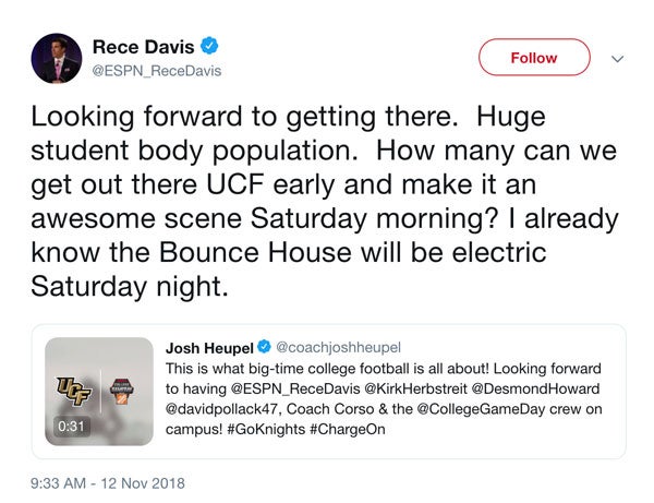 screen shot of Rece Davis tweet