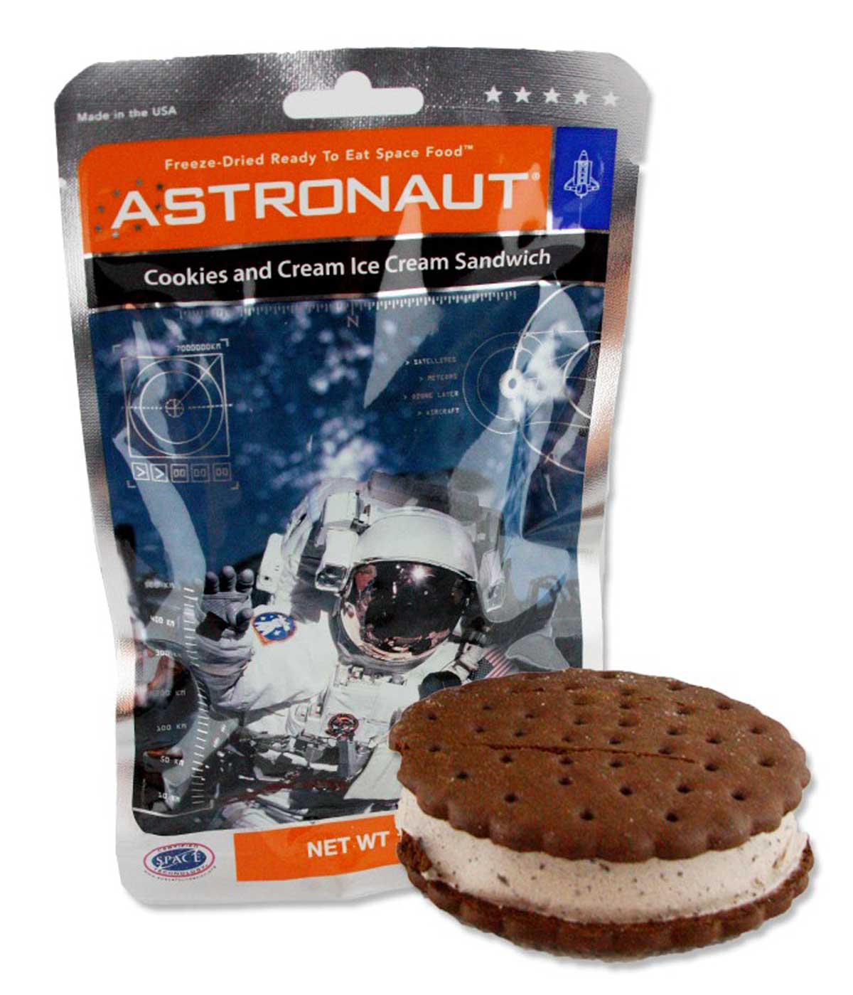 package of Astronaut ice cream and an ice cream sandwich