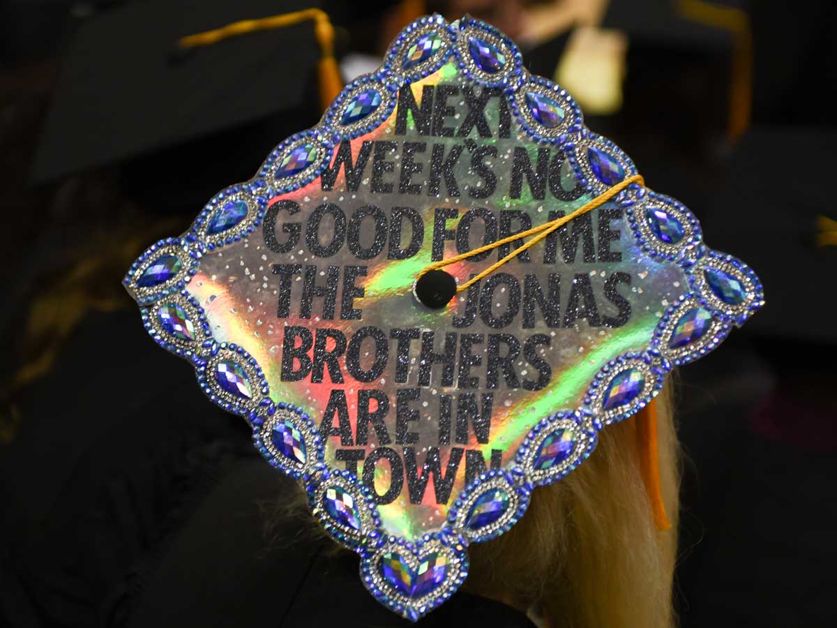 decorated grad cap: Next week's no good for me. The Jonas Brothers are in town