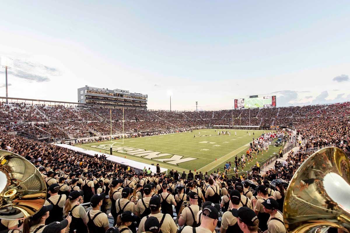 Spectrum Stadium full of fans on a clear day