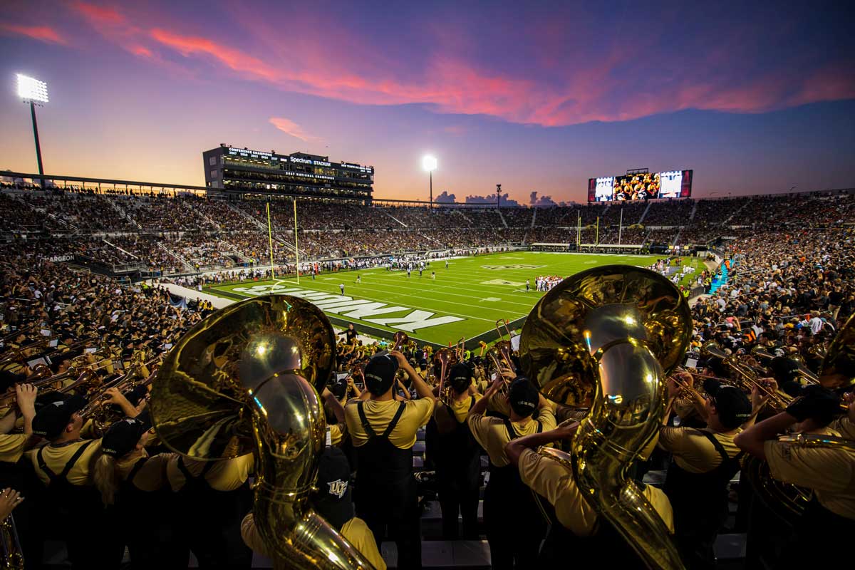 Spectrum Stadium at sunset