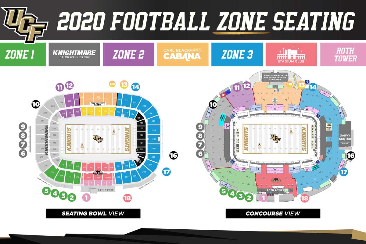 graphic of zone seating arrangements in the Bounce House