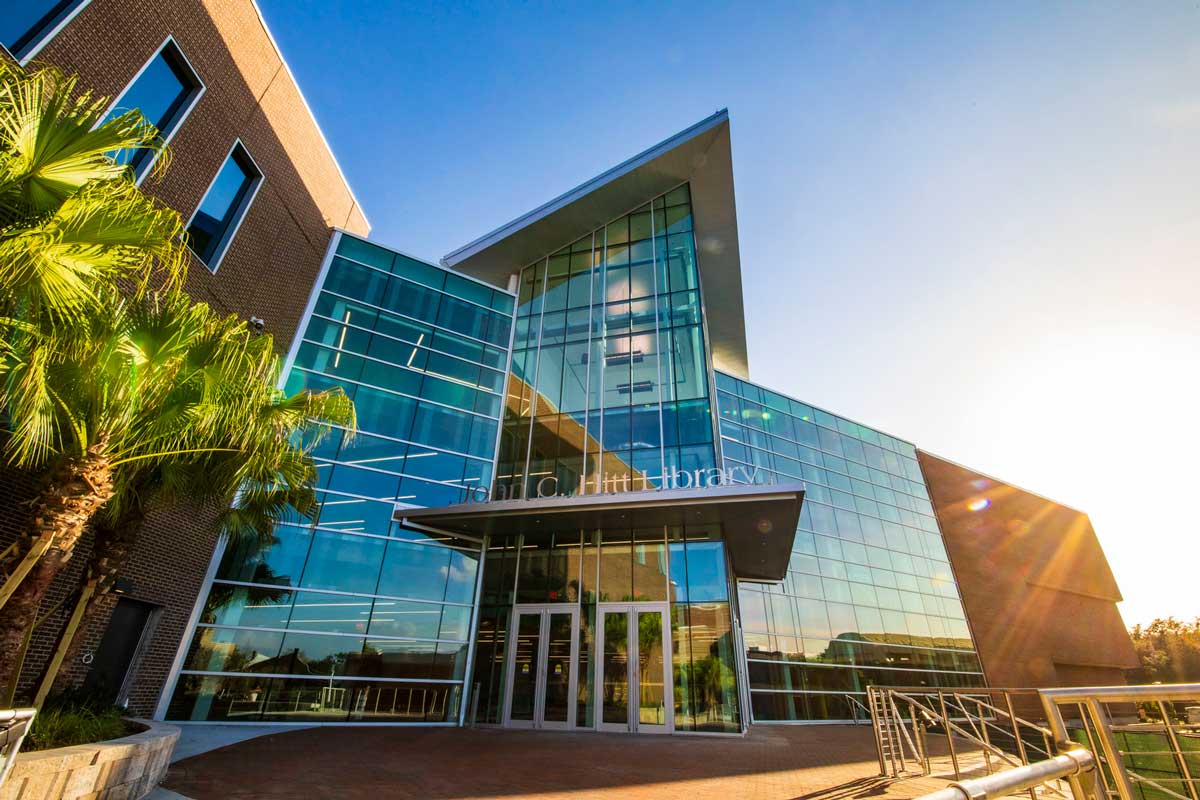 Outdoor view of John C. Hitt library