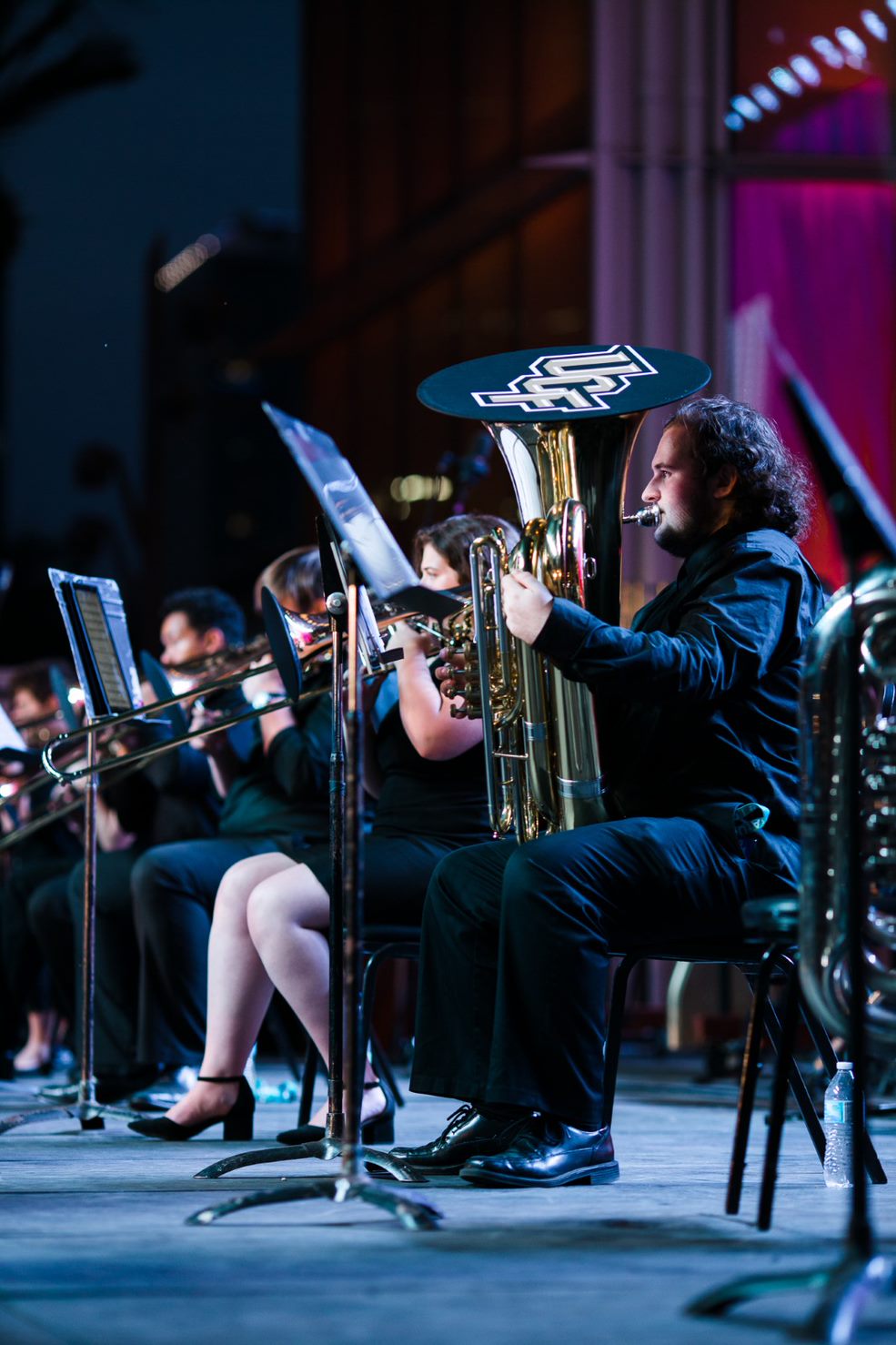 tuba player on stage 