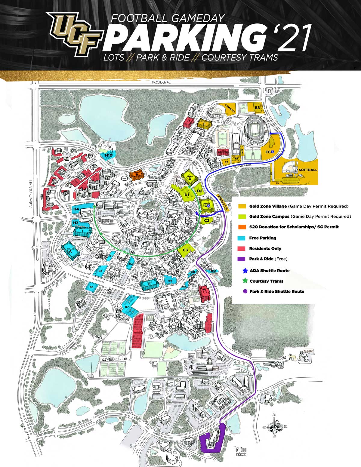 2021 UCF Gameday Parking Map