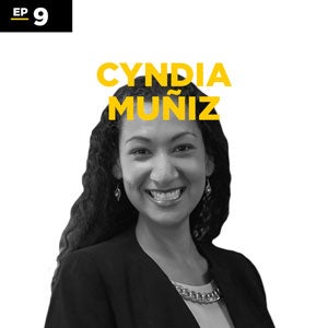 black and white headshot of Cyndia Muniz for episode 9