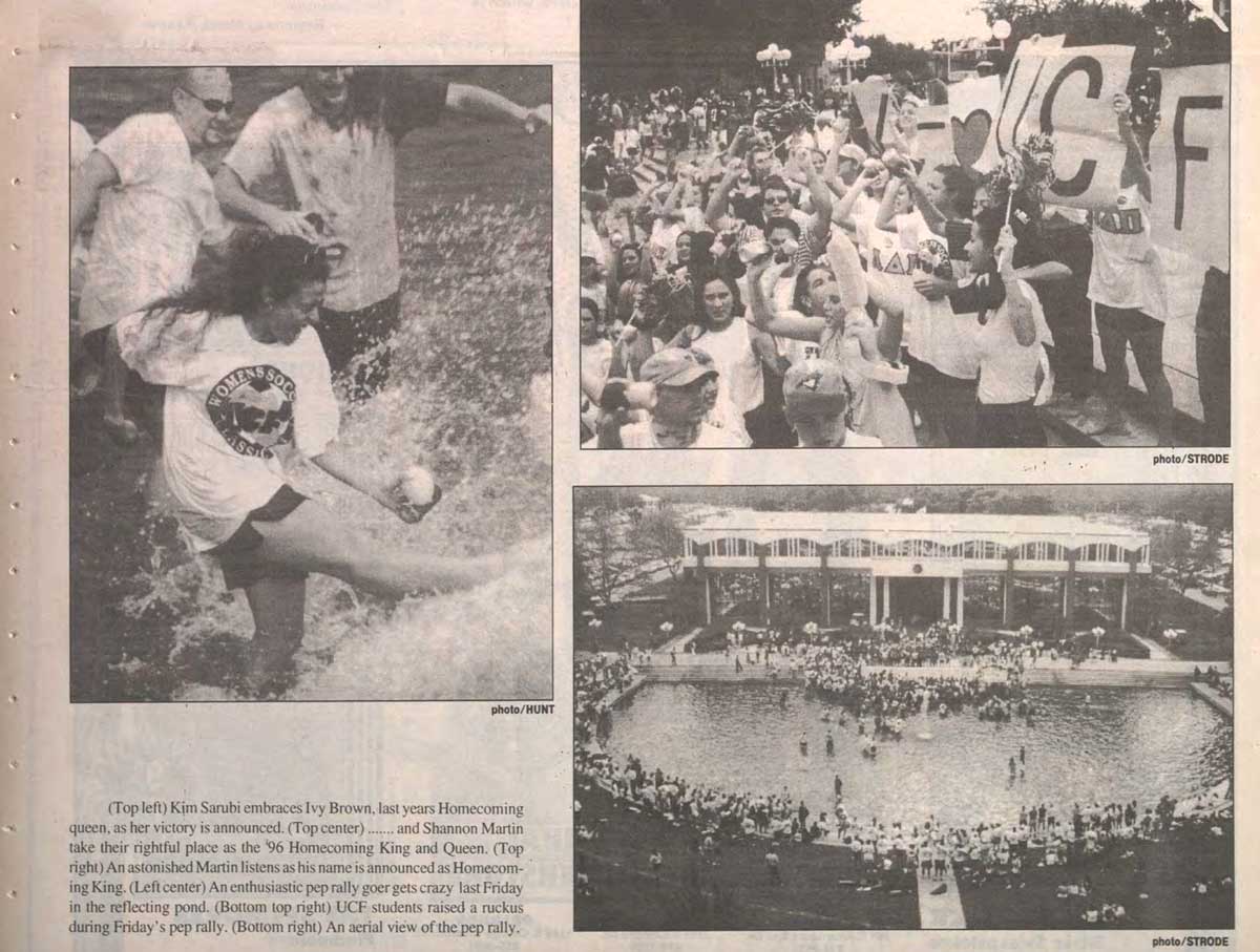 Central Florida Future newspaper article featuring three images from the first Spirit Splash