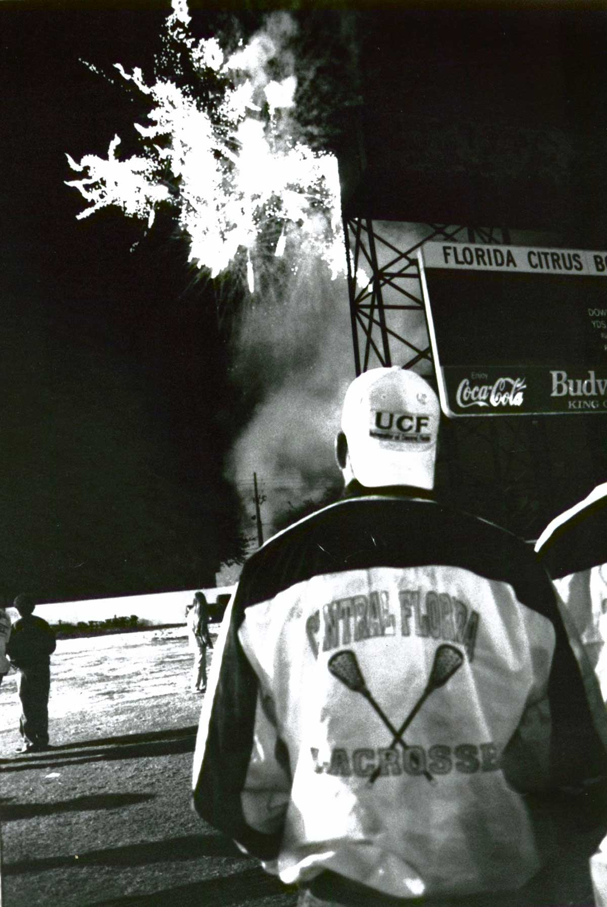 UCF fan takes in fireworks at night