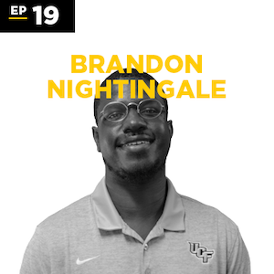 black and white headshot of Brandon Nightingale for Episode 19