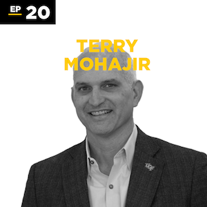 black and white headshot of Terry Mohajir for Episode 20