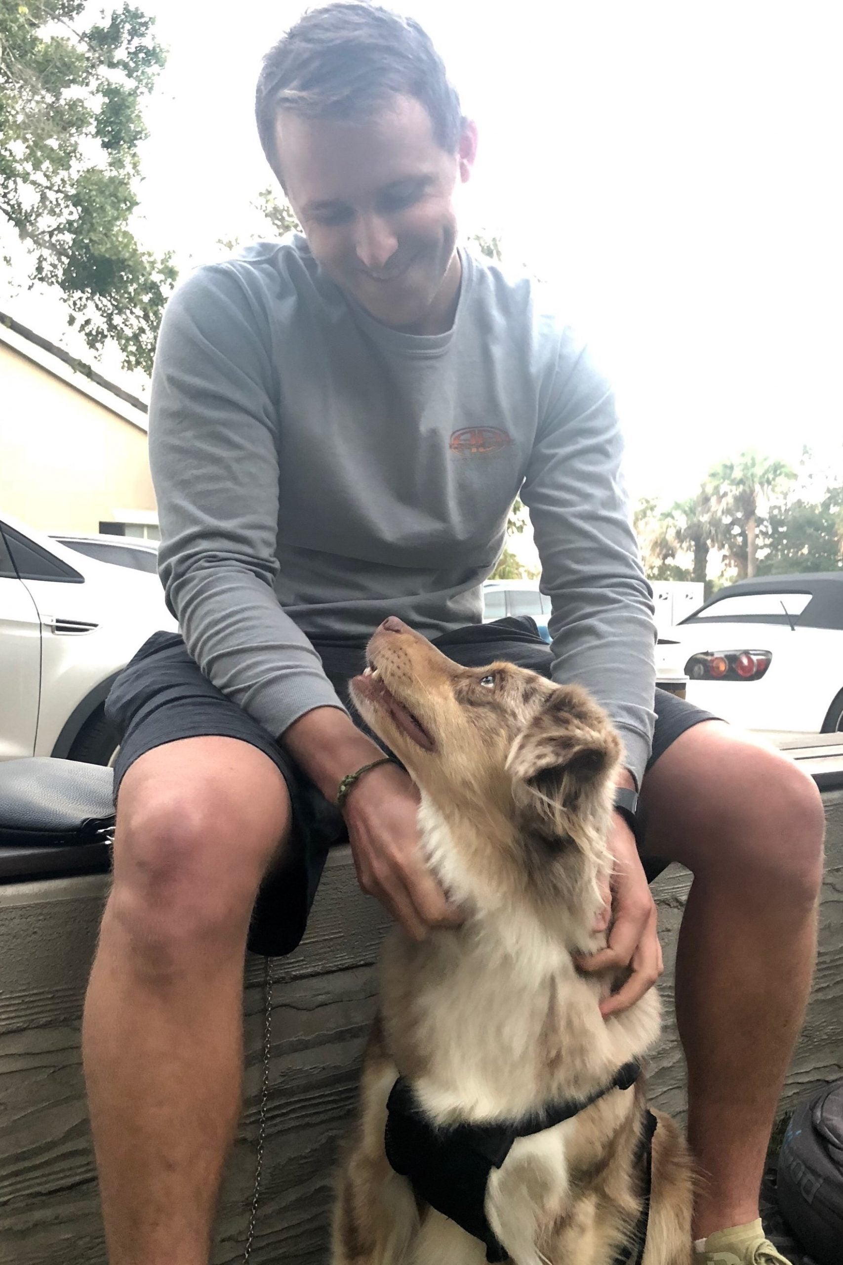 Zackary Parsons with his pet dog.