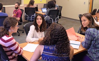 group of ucf students studying together