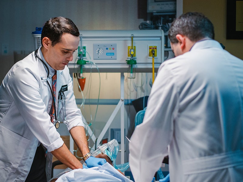 Nursing instructor with students