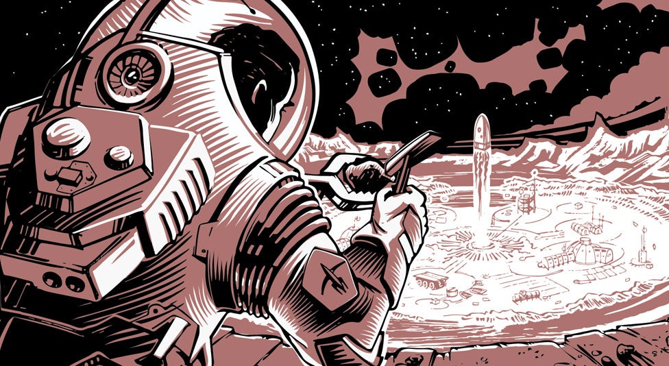 Astronaut on Mars illustration Astronaut on Mars illustration
