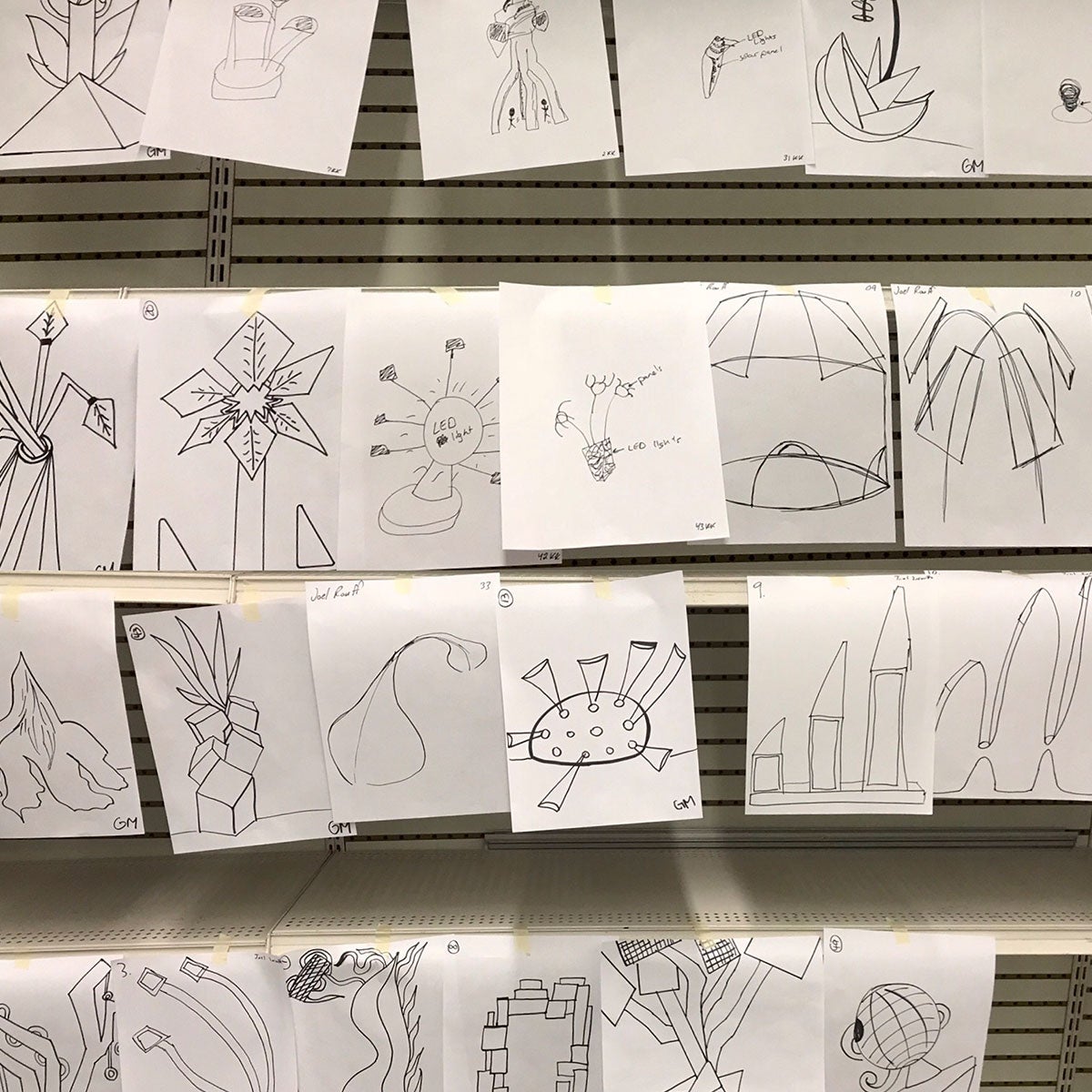 Drawings of sculpture designs. Drawings of sculpture designs.