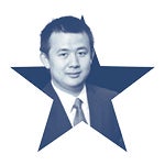 A portrait of Wei Sun within a star shape
