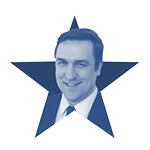 A portrait of Paul Gazzillo within a star shape