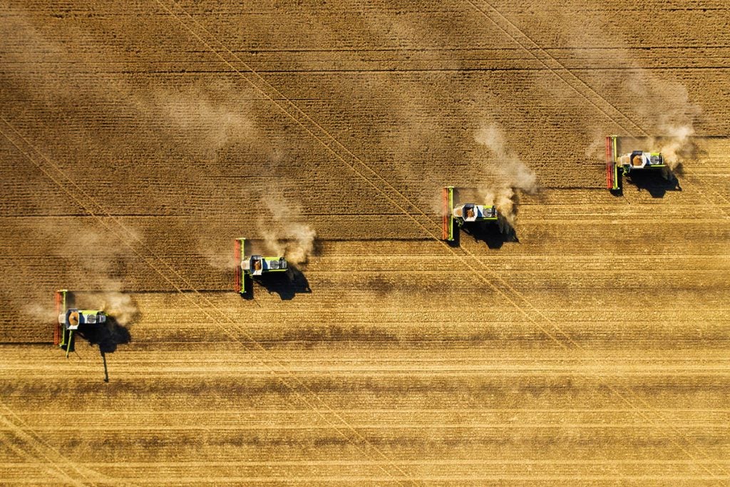 Plows in a field