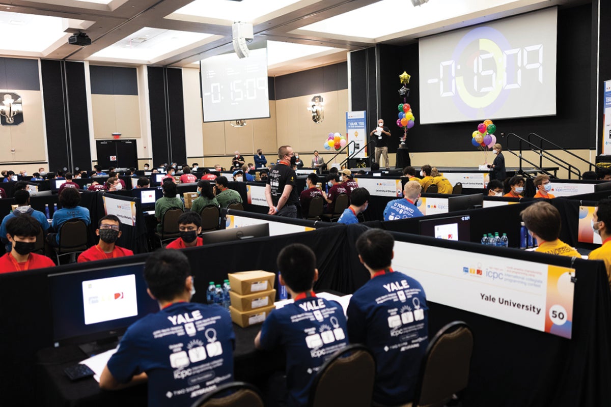 Computer programming students competing the Pegasus Ballroom