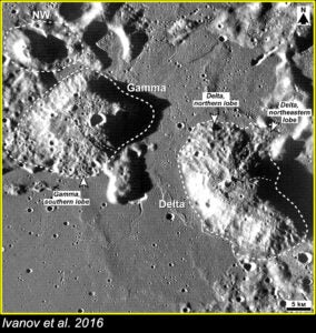 Lunar VISE landing site with lobes highlighted.