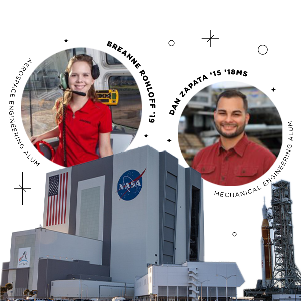 Breanne Rohloff '19 - Aerospace Engineering Alum and Dan Zapata '15 '18MS Mechanical Engineering Alum